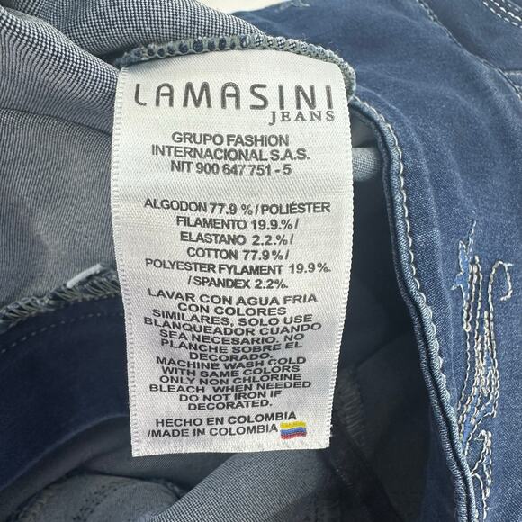 Lamasini Blue Jeans Skinny Leg Embroidered Size 14 Booty Enhancing Columbian EUC - Picture 7 of 8